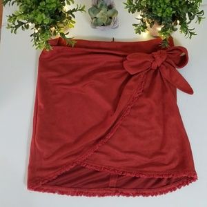 RUST colored faux suede mini skirt